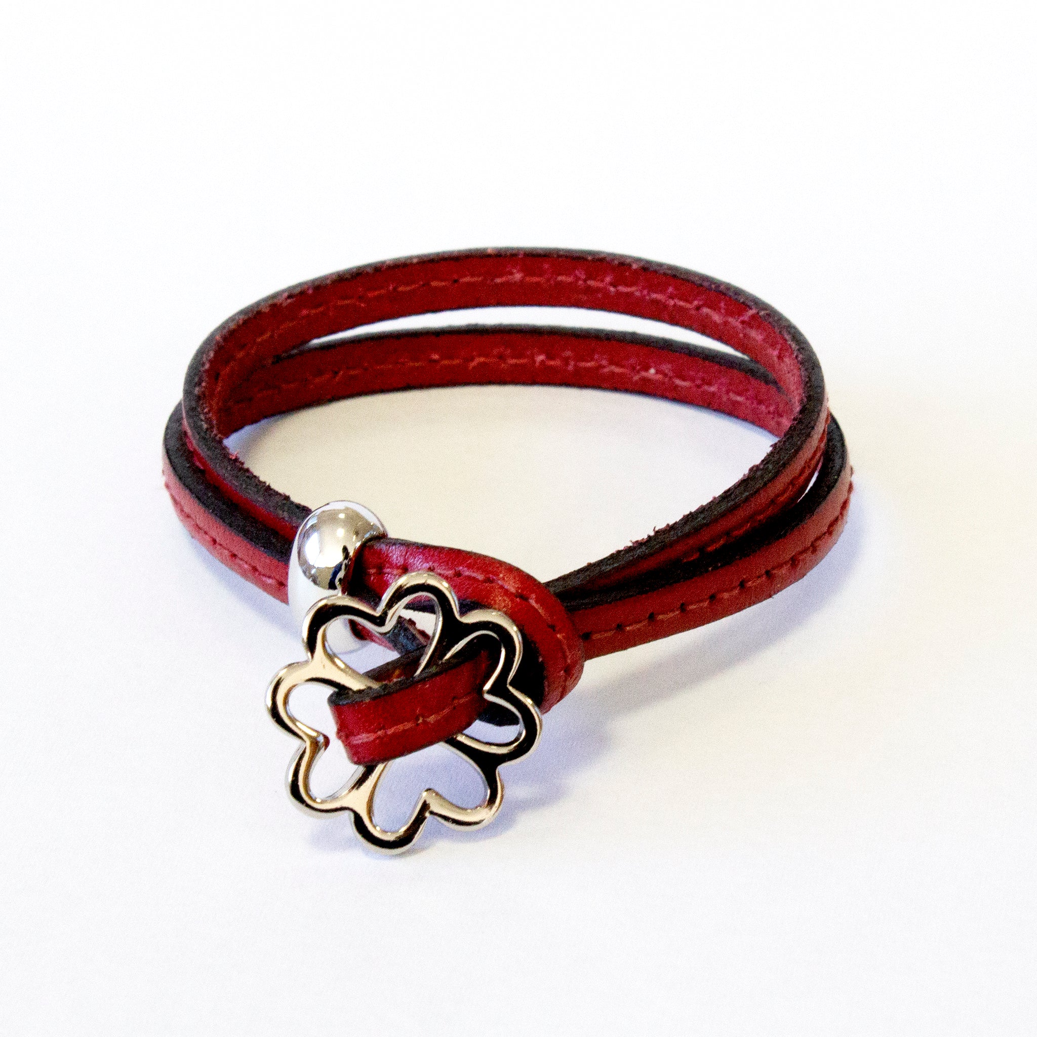 INOUE] 静電軽減アーム皮細二重タイプ （フラワー） M 赤 / 静電気軽減