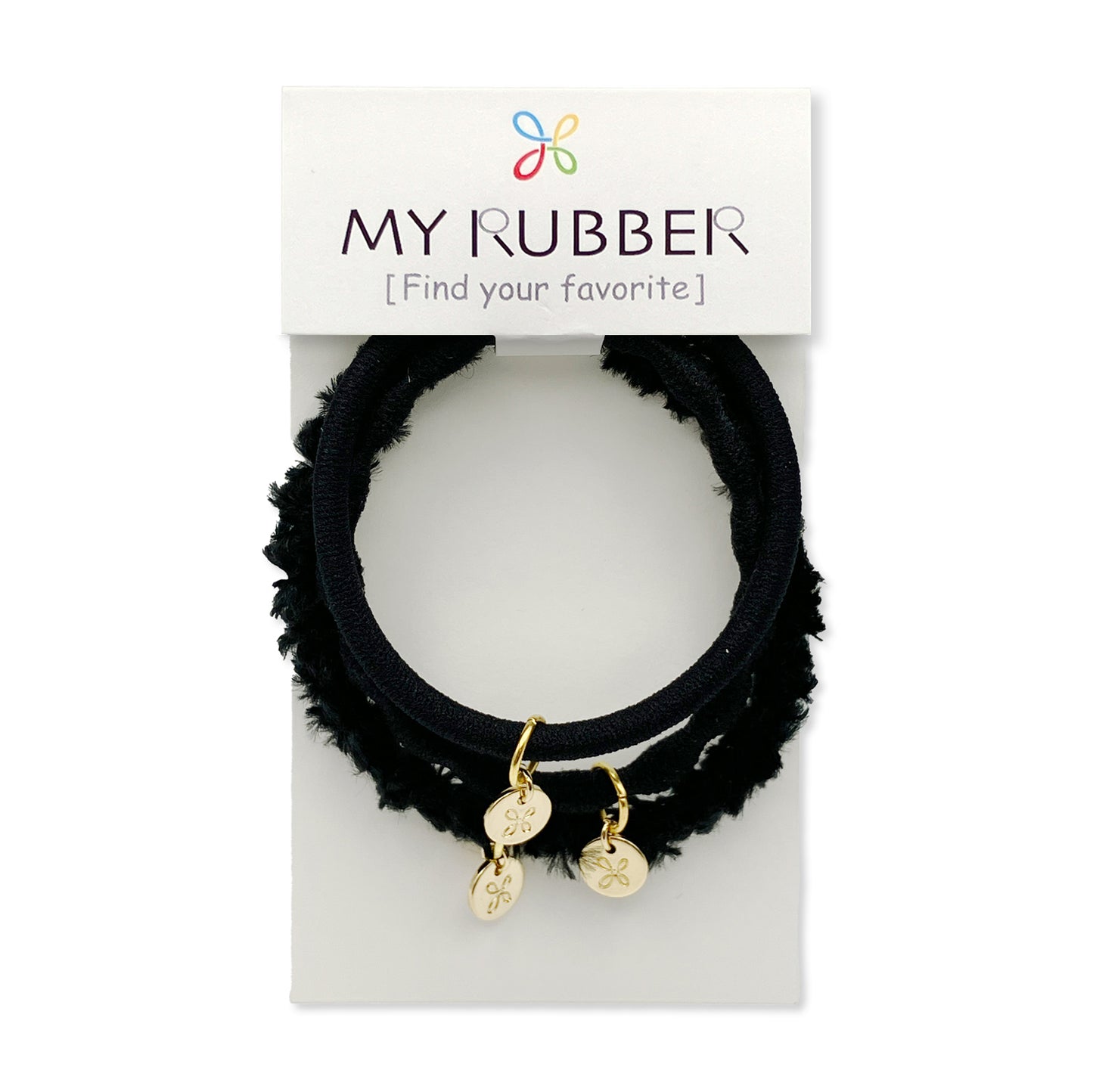 [MyRubber] Essential Picks ブラック / 3種セット ヘアアクセサリー ヘアゴム しっかり結ぶ ソフトに結ぶ 髪に跡が残りにくい 髪が細い 毛量多め ヘアアレンジ