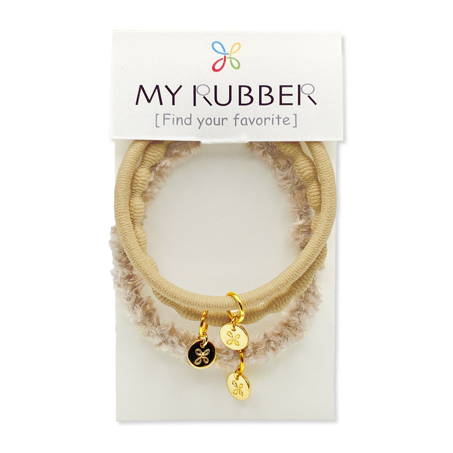 [MyRubber] Essential Picks ライトベージュ / 3種セット ヘアアクセサリー ヘアゴム しっかり結ぶ ソフトに結ぶ 髪に跡が残りにくい 髪が細い 毛量多め ヘアアレンジ