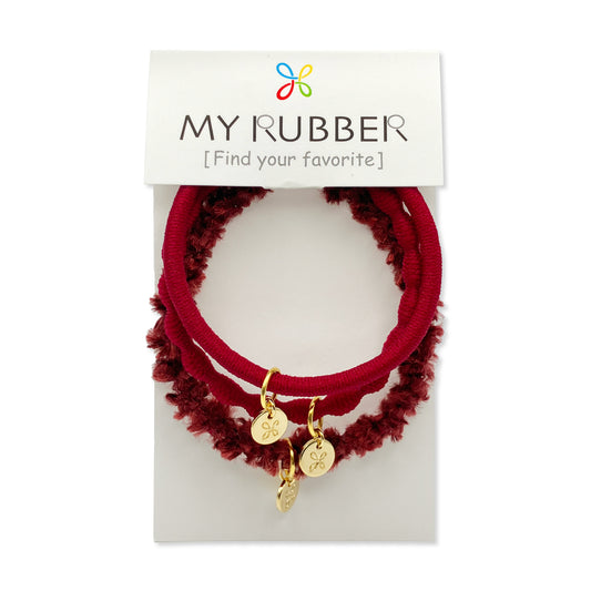 [MyRubber] Essential Picks ワインレッド / 3種セット ヘアアクセサリー ヘアゴム しっかり結ぶ ソフトに結ぶ 髪に跡が残りにくい 髪が細い 毛量多め ヘアアレンジ