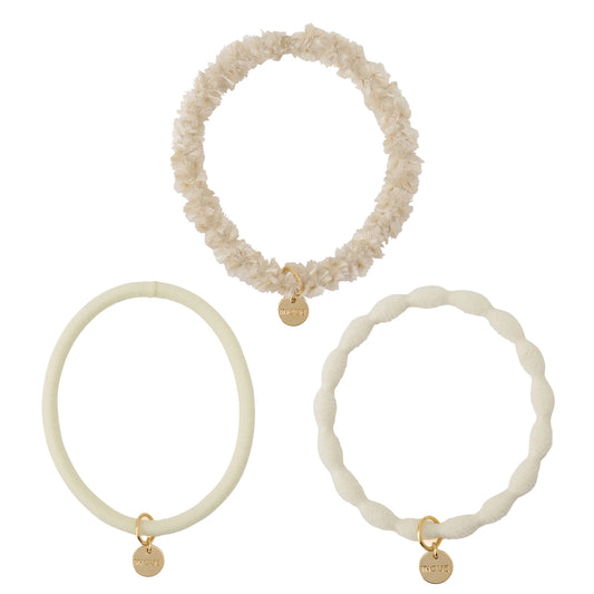 [MyRubber] Essential Picks アイボリー / 3種セット ヘアアクセサリー ヘアゴム しっかり結ぶ ソフトに結ぶ 髪に跡が残りにくい 髪が細い 毛量多め ヘアアレンジ