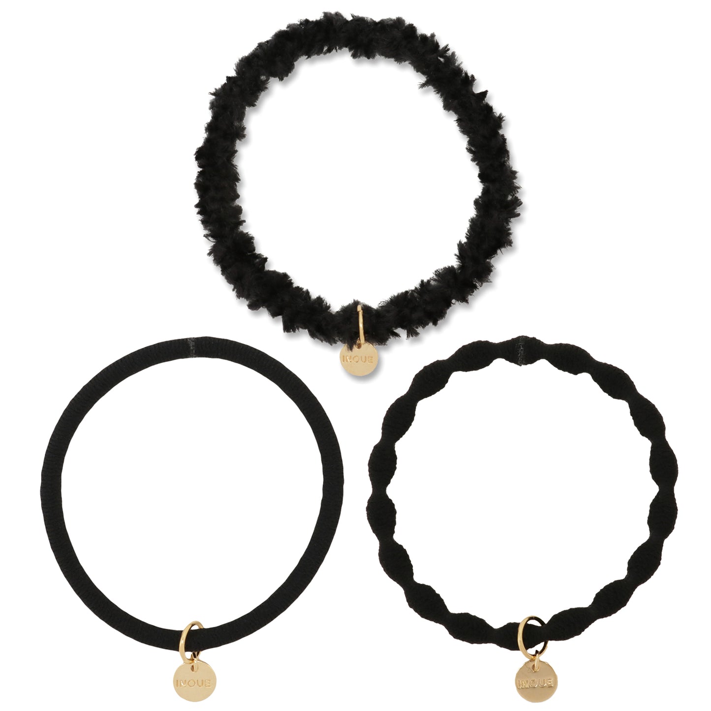 [MyRubber] Essential Picks ブラック / 3種セット ヘアアクセサリー ヘアゴム しっかり結ぶ ソフトに結ぶ 髪に跡が残りにくい 髪が細い 毛量多め ヘアアレンジ