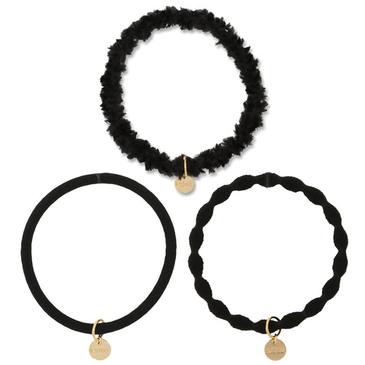 [MyRubber] Essential Picks ブラック / 3種セット ヘアアクセサリー ヘアゴム しっかり結ぶ ソフトに結ぶ 髪に跡が残りにくい 髪が細い 毛量多め ヘアアレンジ