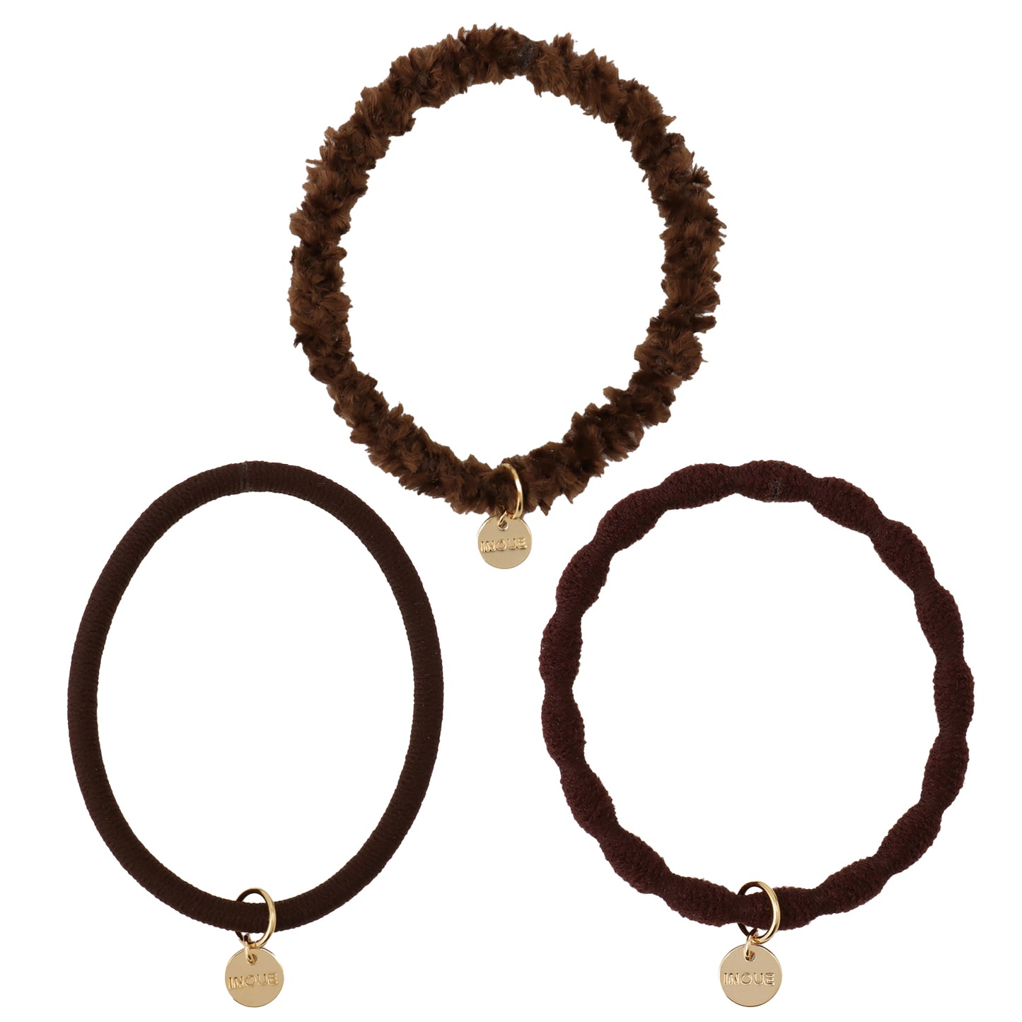 [MyRubber] Essential Picks チョコレートブラウン / 3種セット ヘアアクセサリー ヘアゴム しっかり結ぶ ソフトに結ぶ 髪に跡が残りにくい 髪が細い 毛量多め ヘアアレンジ