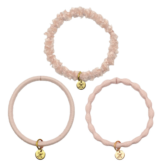 [MyRubber] Essential Picks パウダーピンク/ 3種セット ヘアアクセサリー ヘアゴム しっかり結ぶ ソフトに結ぶ 髪に跡が残りにくい 髪が細い 毛量多め ヘアアレンジ