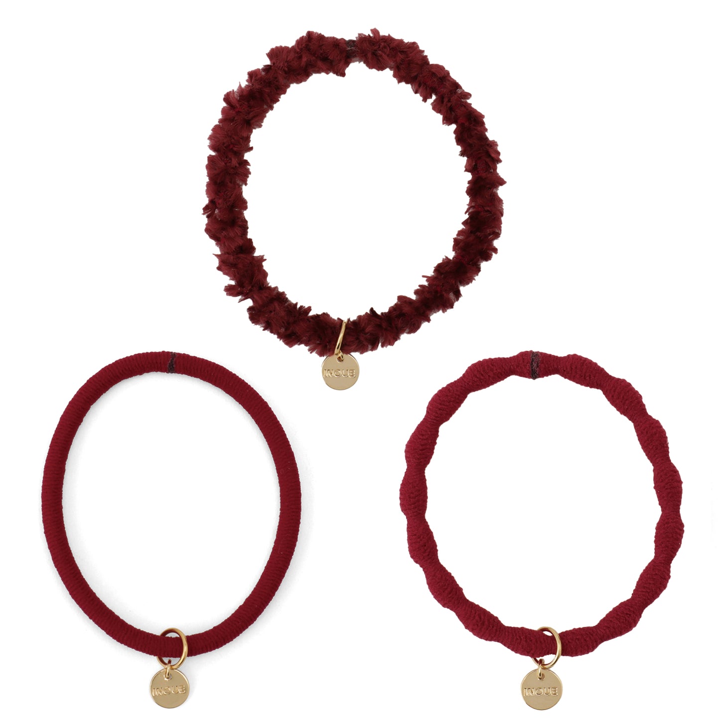 [MyRubber] Essential Picks ワインレッド / 3種セット ヘアアクセサリー ヘアゴム しっかり結ぶ ソフトに結ぶ 髪に跡が残りにくい 髪が細い 毛量多め ヘアアレンジ