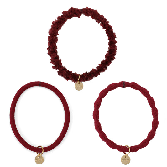 [MyRubber] Essential Picks ワインレッド / 3種セット ヘアアクセサリー ヘアゴム しっかり結ぶ ソフトに結ぶ 髪に跡が残りにくい 髪が細い 毛量多め ヘアアレンジ