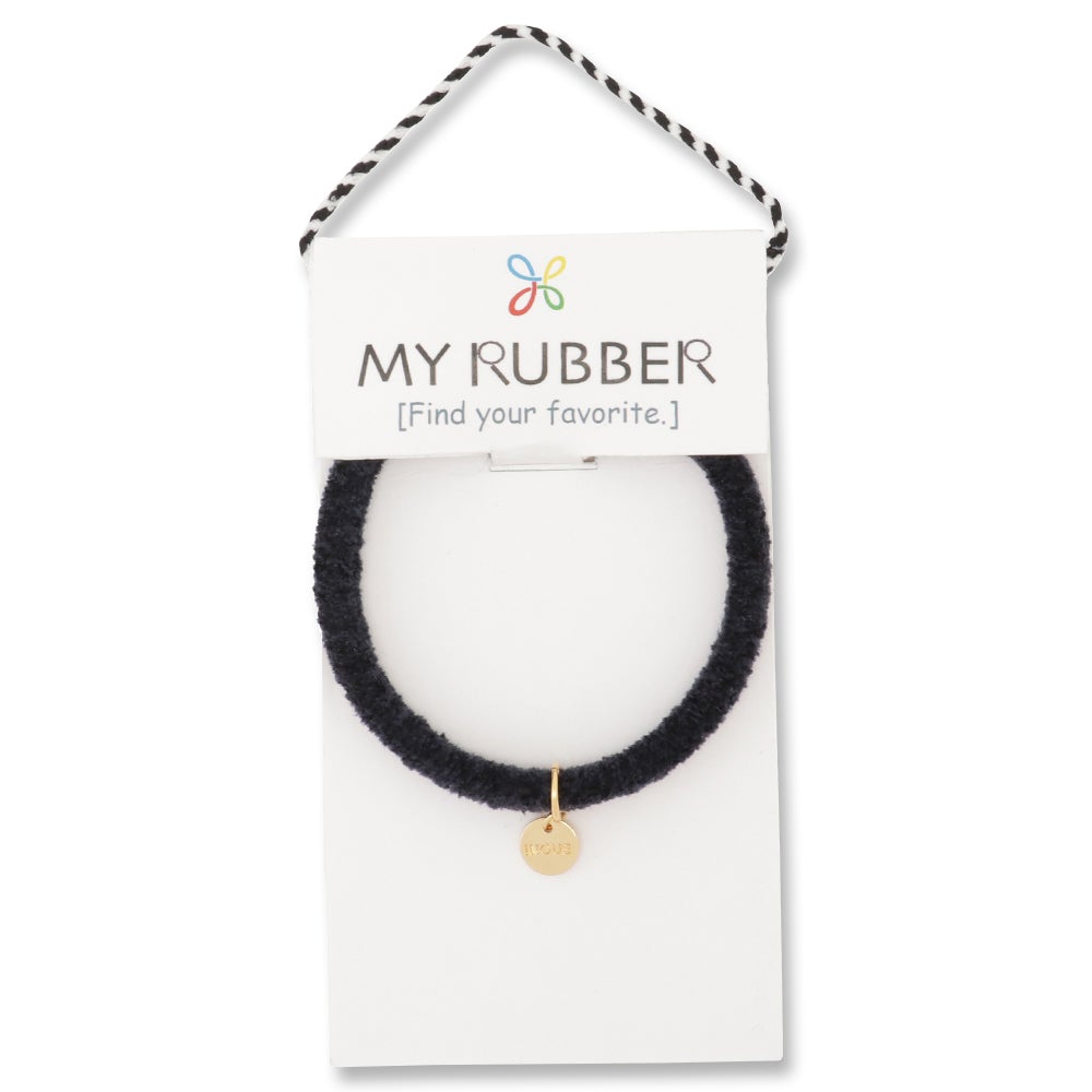 [MyRubber] モコリングL ブラック / ヘアアクセサリー ヘアゴム 優しく結ぶ 髪に跡が残りにくい カジュアル パーマ ゆるヘア