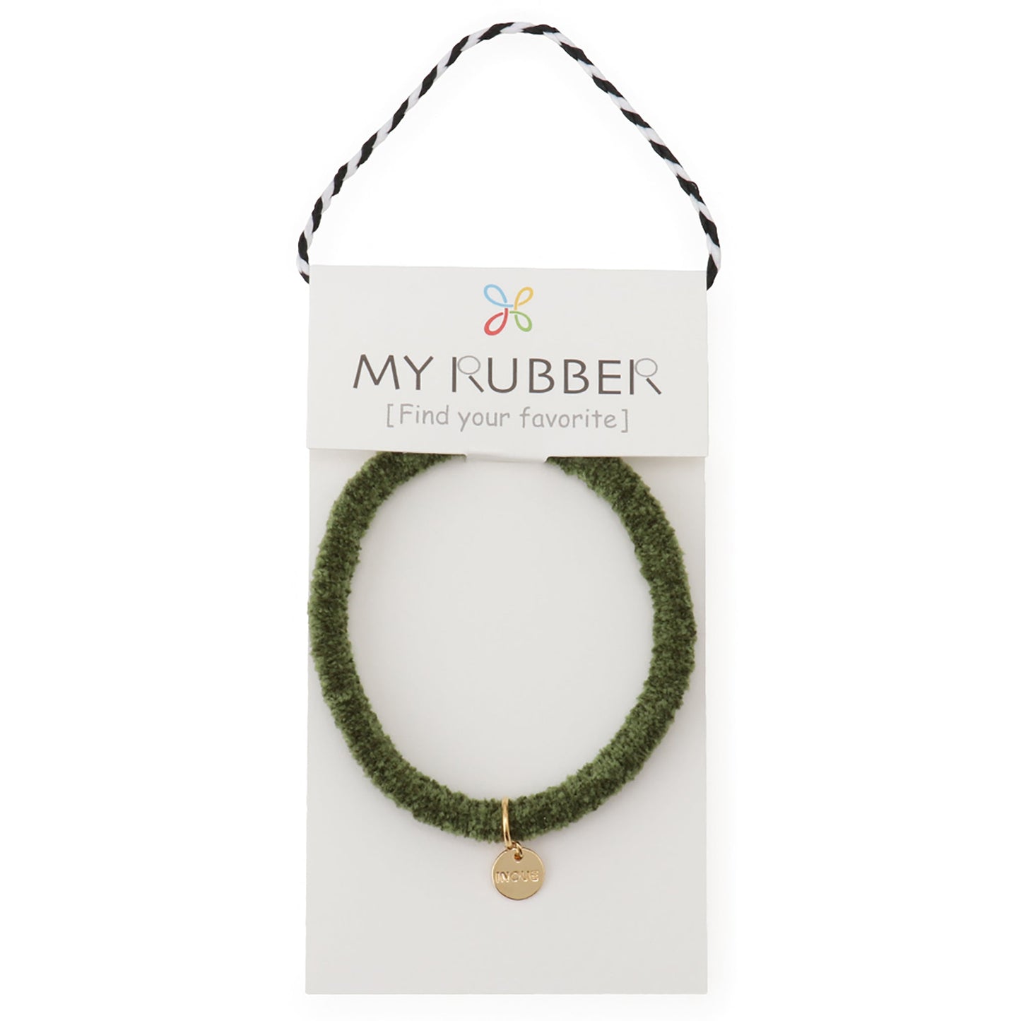 [MyRubber] モコリングL カーキグリーン / ヘアアクセサリー ヘアゴム 優しく結ぶ 髪に跡が残りにくい カジュアル パーマ ゆるヘア